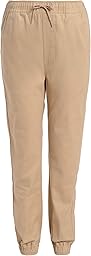 Nautica Boys' School Uniform Jogger Pants, Elastic Waistband with Drawstring Closure, Stretch Twill Fabric