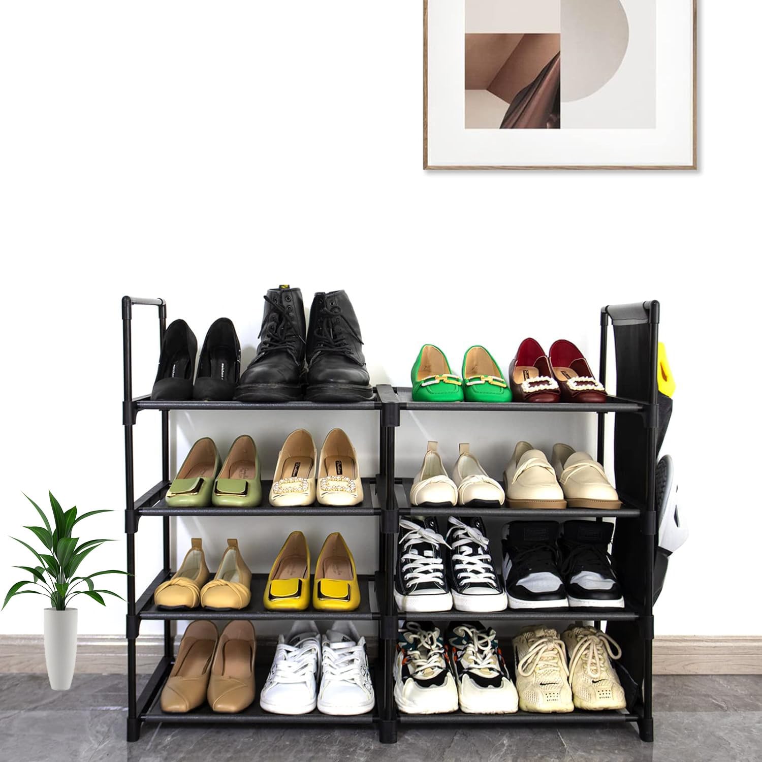 Amazon｜4段 スモールシューズラック 16~20足 幅狭い 拡張可能