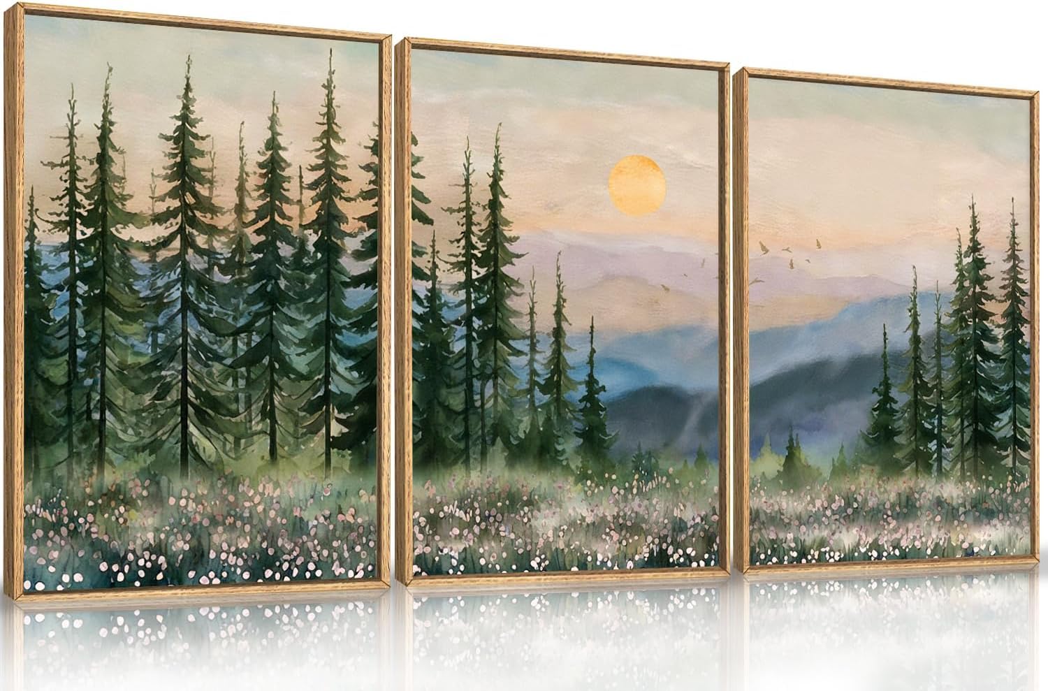 TOARTi Boho Framed Canvas Wall Art Prints,Set of 3 Mid Century Modern Wall Decor,Nature Plants Desert Sun Art Paintings,Bohemian Artwork for Living Room,Bedroom,Dining Room,Office - 16x24inchx3 — view 30