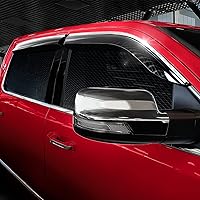 Vista 2 de Voron Glass Cinta adhesiva con borde cromado, protectores de lluvia extra duraderos para Dodge Ram 1500 2019-2026 cabina doble, deflectores