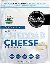 Healthier Comforts Organic White Cheddar Cheese Powder | Gluten Free, Kosher, Keto-Friendly, Non-GMO, Antibiotic & Hormone Free | Perfect for Popcorn Seasoning, Mac and Cheese, Pasta & Sauces (21 oz)