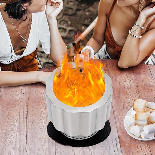 Miniatura 7 de Fogata de pellets de madera sin humo con bandeja de cenizas desmontable, hoguera portátil de 8 pulgadas con bolsa de transporte, estufa de leña de