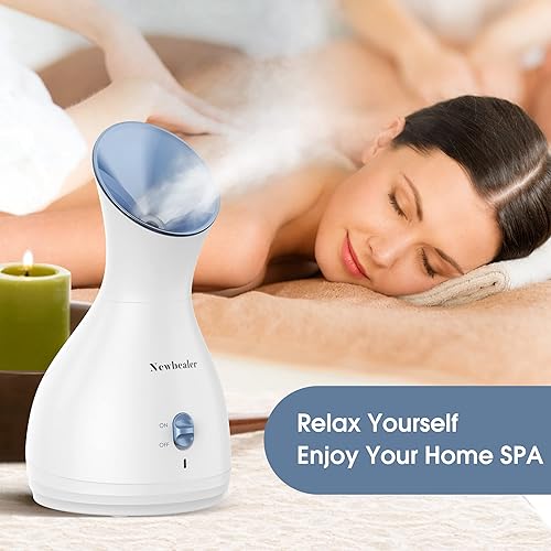 Vista 34 de Newbealer Vaporizador facial, mini vaporizador facial de aroma, humidificador facial de niebla caliente nano iónico para limpieza profunda facial