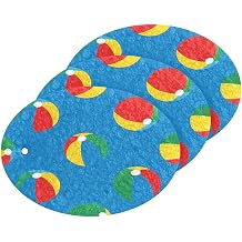 Beach Balls on Blue Dish Scrub Sponges Kitchen Non Scratch Reusable Compressed Cellulose Sponge Hanging for Household Cleaning Washing Dishes Pots and Pans 3 Pack