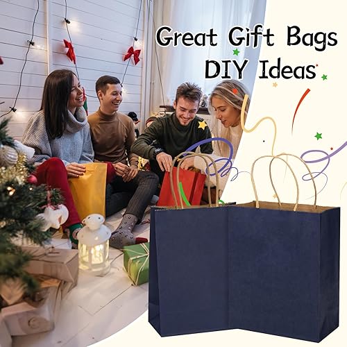 Miniatura 4 de Paquete de 100 bolsas de regalo negras de 10.5 x 8.5 x 4.5 pulgadas, bolsas de papel con asas, bolsas de papel, bolsa de regalo de cumpleaños,