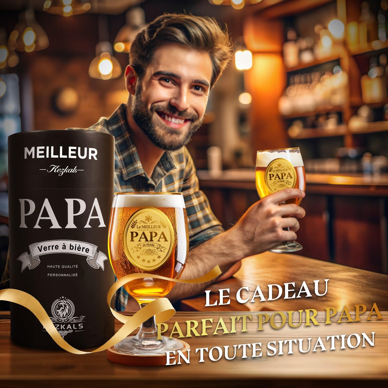 KEZKALS - Regalo original para fiesta de peres, vaso de cerveza