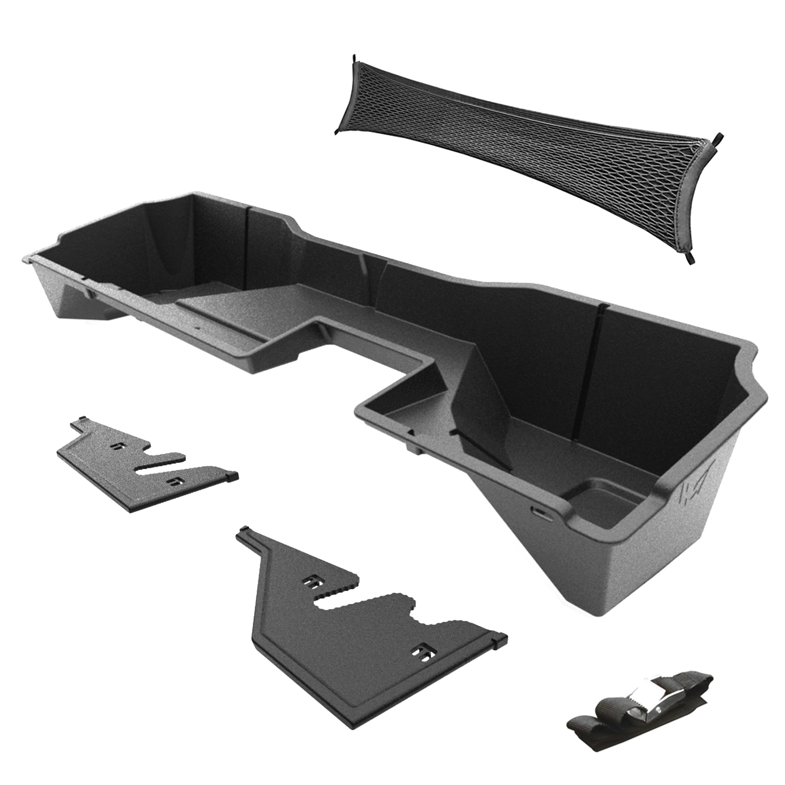 MaxMate Underseat Storage Box Compatible with 2014-2018 Chevy Silverado/GMC Sierra 1500; 2015-2019 Silverado/Sierra HD Double Cab | Black Rear Under Seat Extra Cargo Store Organizer | CB5C2248MX