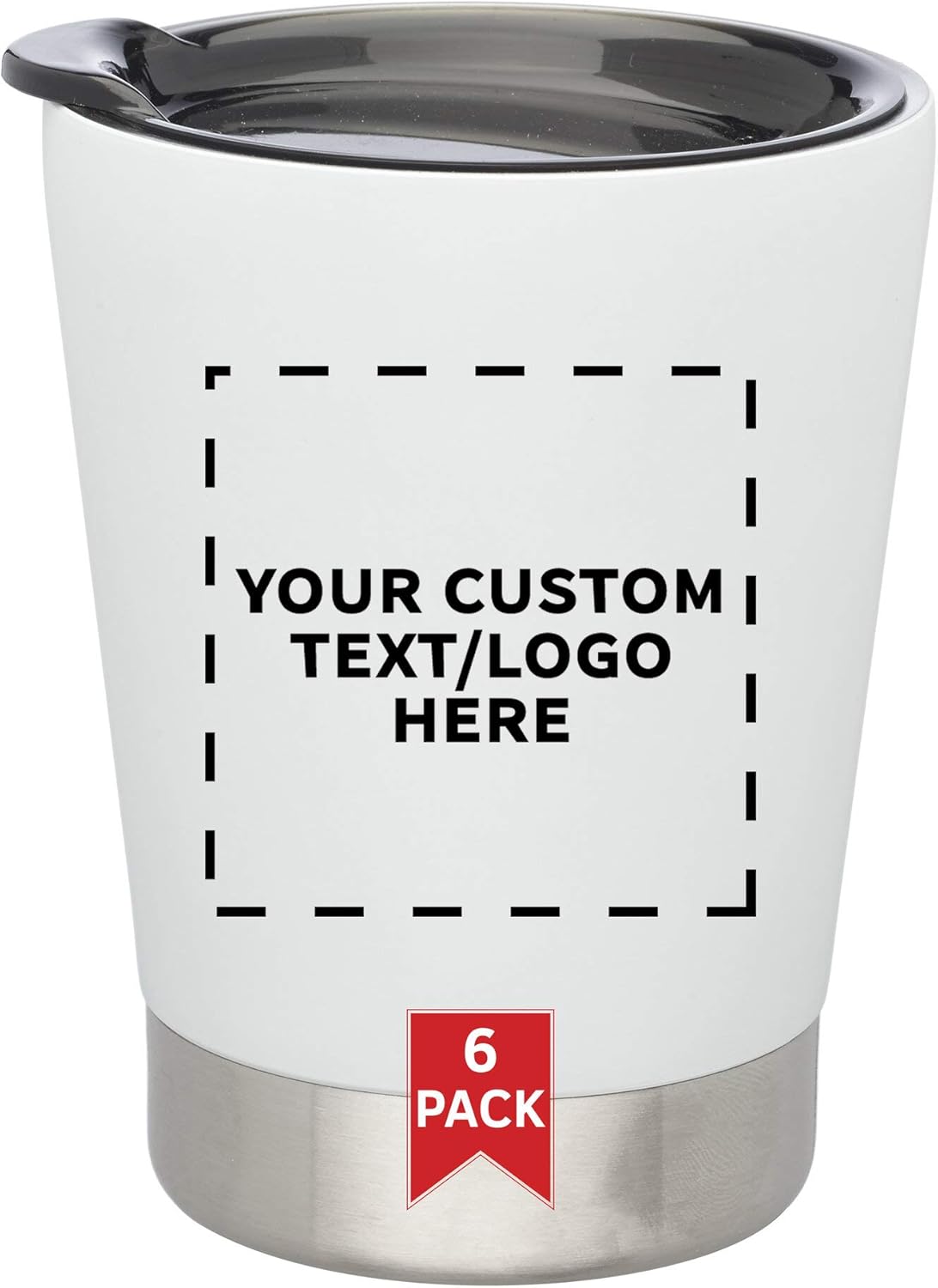 Personalized 12 oz. Itsy Vacuum Insulated Travel Mugs - 6 Pack - Custom Text, Logo - White