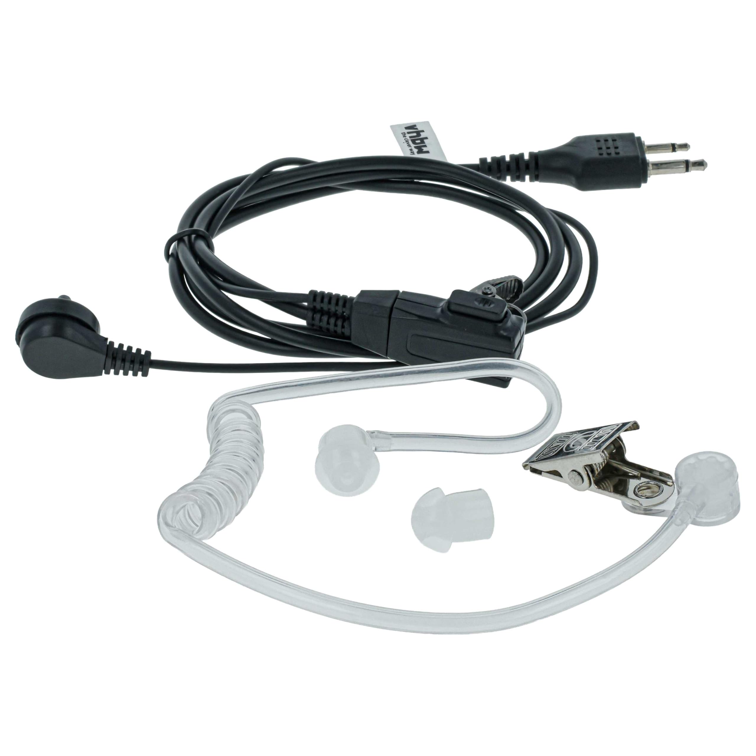 vhbw Zestaw słuchawkowy 5 sztuk, kompatybilny z Icom IC-T41E, IC-T42, IC-T7, IC-T42A, IC-T42E radio, Walkie-talkie z mikrofonem PTT - przezroczysty, czarny