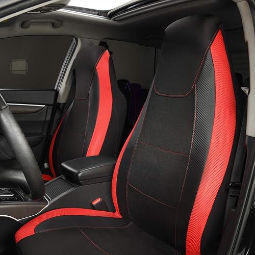 Miniatura 7 de Flying Banner - Fundas para asiento de coche de fibra de carbono de calidad, de tela de malla, de piel sintética, deportivas, espalda baja, respaldo