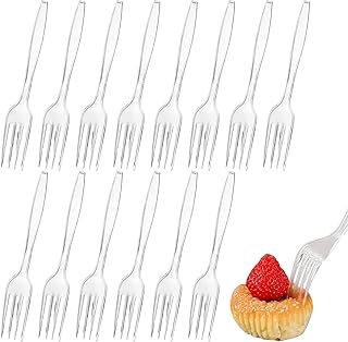 Auch 200 Clear Plastic Forks, Heavy Duty Plastic Utensils Disposable Forks Fancy Plastic Cutlery Clear Plastic Silverware Bulk Nice Disposable Flatware