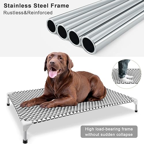 Miniatura 3 de Cama elevada para perros para exteriores, tamaño XL, material de algodón, pies antideslizantes, se adapta a hasta 120 libras