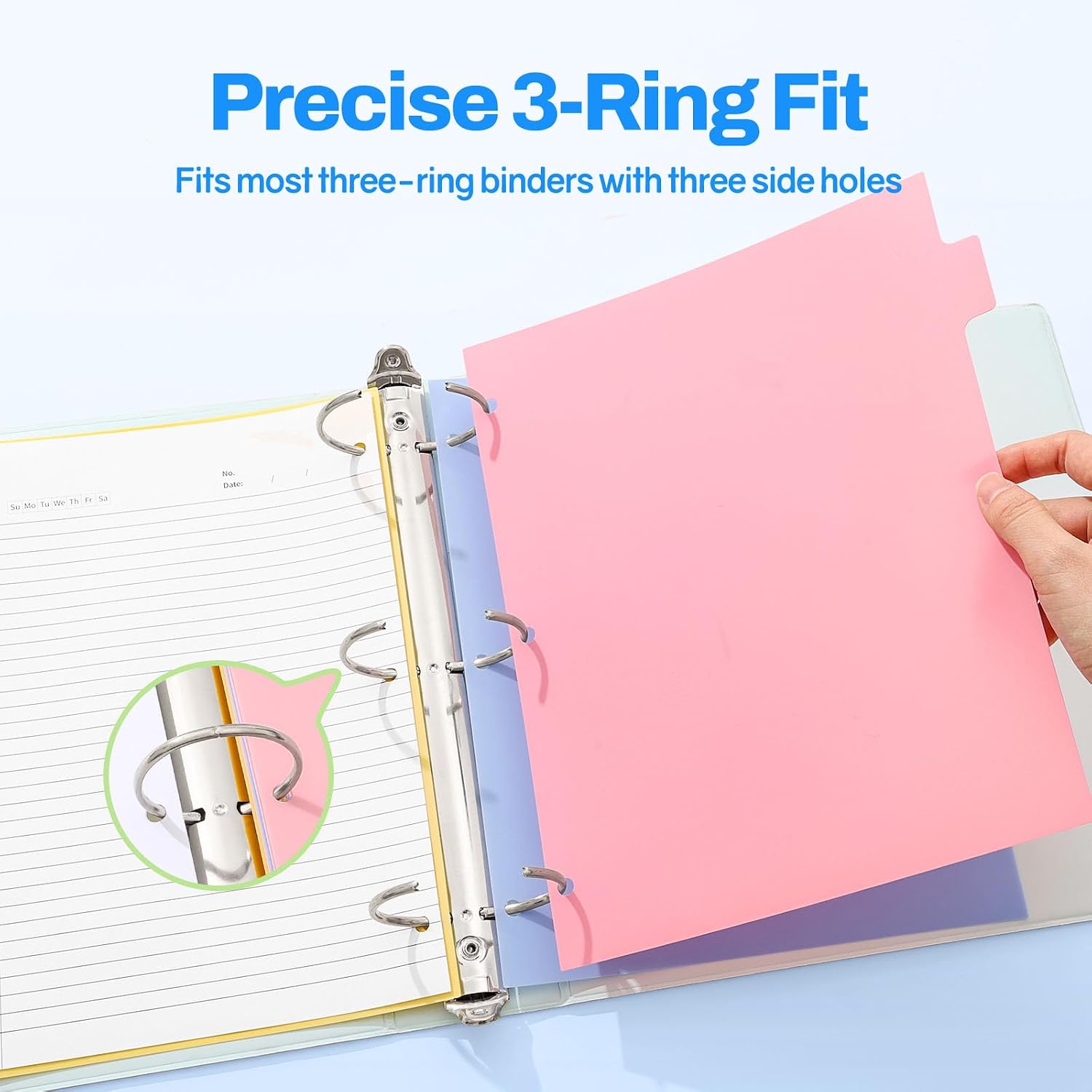 SUNEE 8 Tab Binder Dividers,Plastic Dividers for 3 Ring Binder,3 Ring Binder Dividers with Tabs for School Office Home Supplies,Pastel Color, 2 Set image 3