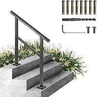 Vista 16 de VEVOR Kit de barandilla para escaleras al aire libre, pasamanos de 5 pies de 0 a 5 escalones, barandilla de aluminio negro de ángulo ajustable