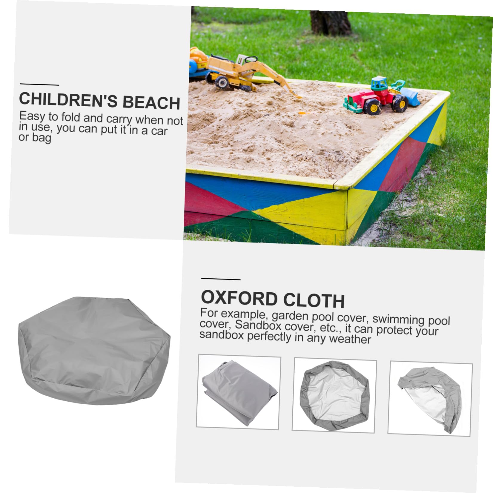Verschleißfeste und Sandkastenabdeckung aus Oxford Gewebe mit Staubschutz Sechseckig Mehrfarbig für Garten und Sandkasten