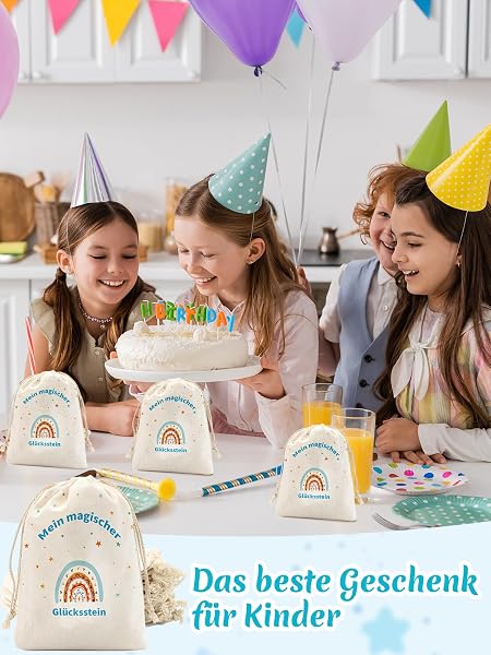 VERTOYCO 12 Set Glückssteine für Kinder, Sternförmigen Glückssteine mit einem Jutesäckchen und einer kleinen Karte geliefert,Für Kindergeburtstag Gastgeschenke, (Regenbogen) - 5