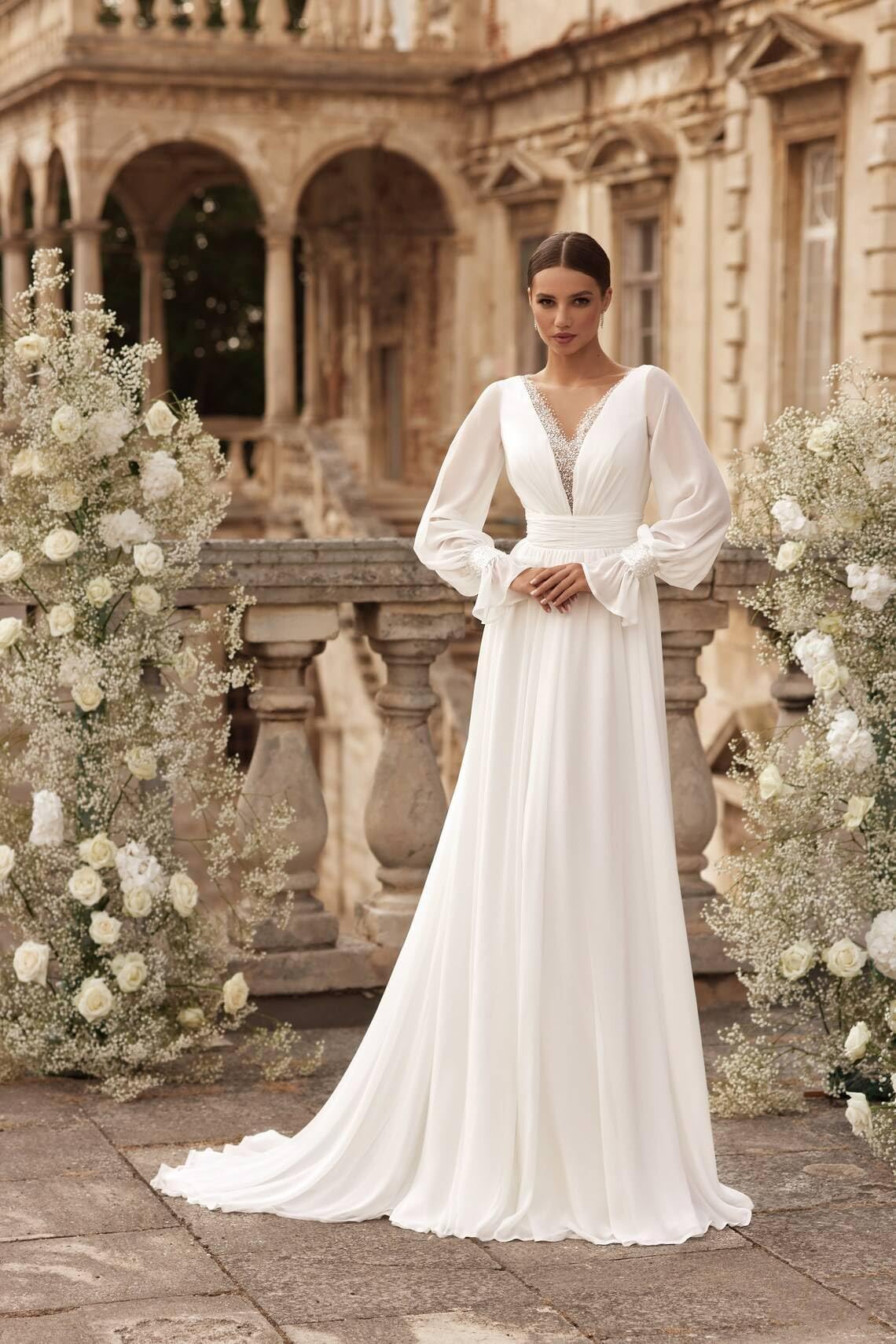 Robe de mariée bohème pour mariée - En tulle et dentelle - Longue et élégante
