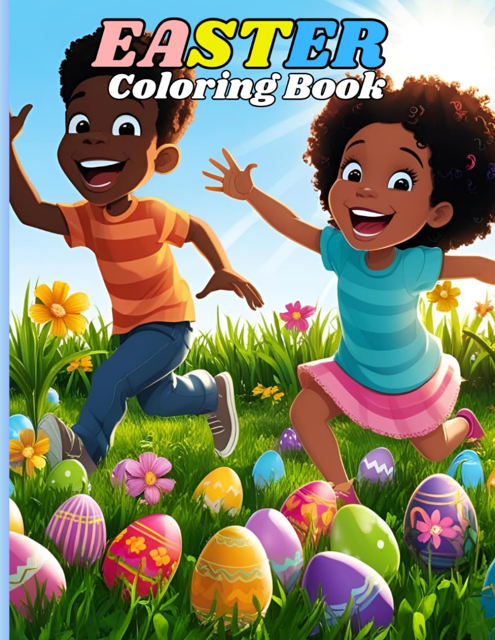 Easter Coloring Book: adorable easter illustrations for your young black children