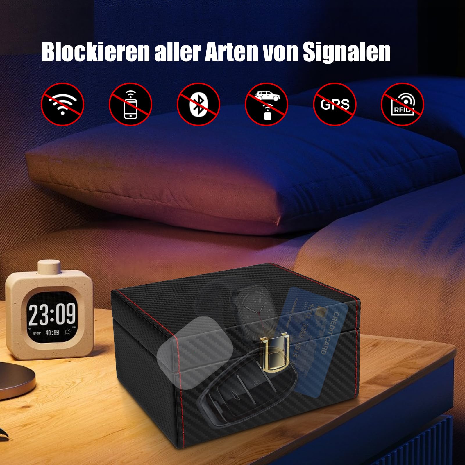 Diyife Keyless Go Faraday Box für Autoschlüssel, RFID Signal Blocker, Anti-Diebstahl, 14x12,3x7,4cm