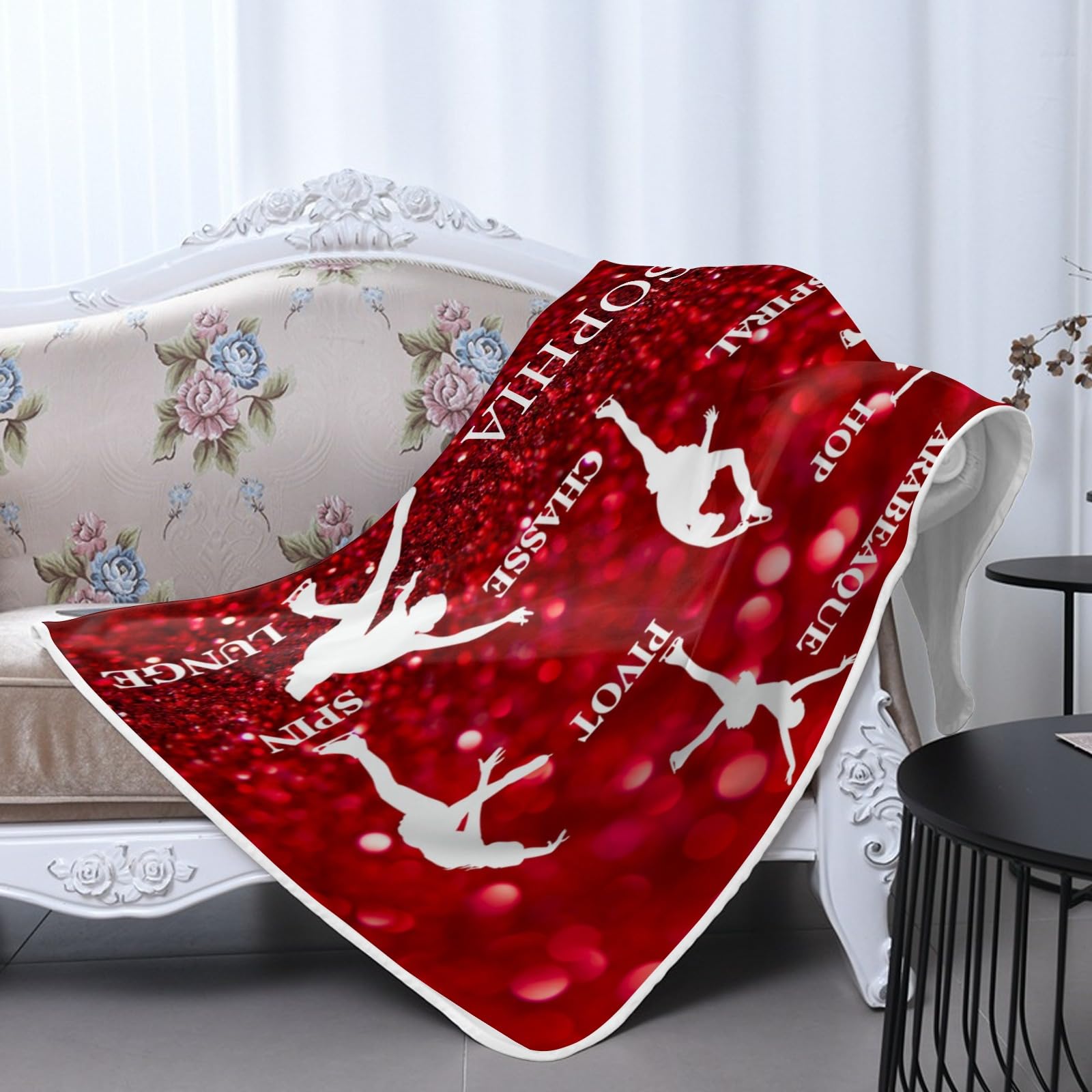 GoTussWO Custom Gymnastics Skating Dancer Red Glitter lanket That Stays Cool All Night, Cooling Bedding for Hot Sleepers,30x40Inch