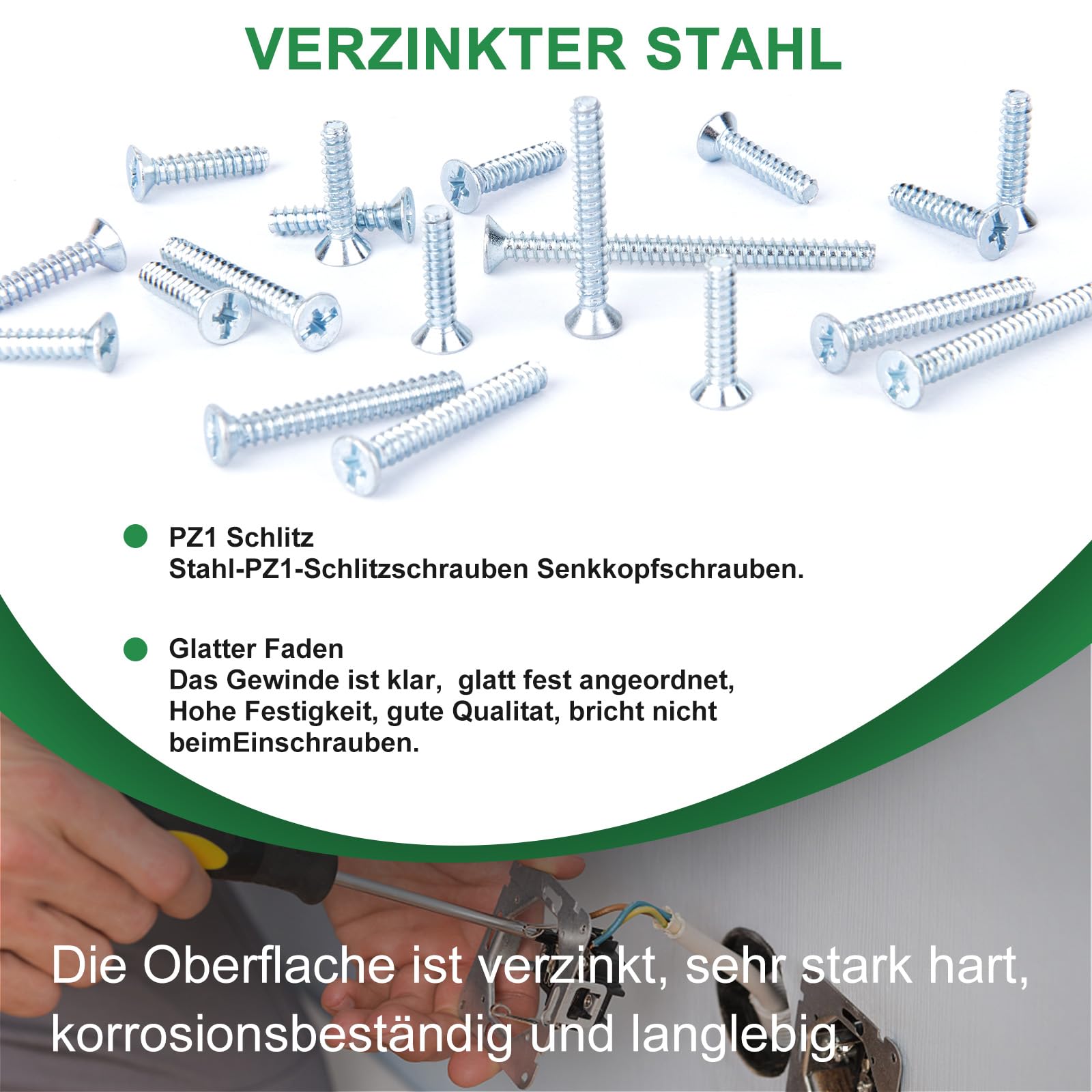 Foliv 320 sztuk śrub do puszek przełączników, śruby maszynowe, pudełko asortymentowe Ø 3,2 x 15 mm, 3,2 x 25 mm, 3,2 x 40 mm, śruby wpuszczane ze stali ocynkowanej z PZ1/szczeliną, do naprawy