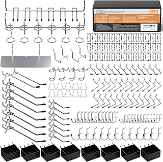 INCLY 206PCS Pegboard Hooks Assortment, Pegboard Accessories Organizer Kit with Pegboard Bins, Peg Locks, 1/8 and 1/4 inch Peg Board Hooks for Hanging Tools, Garage Pegboard Wall Organization