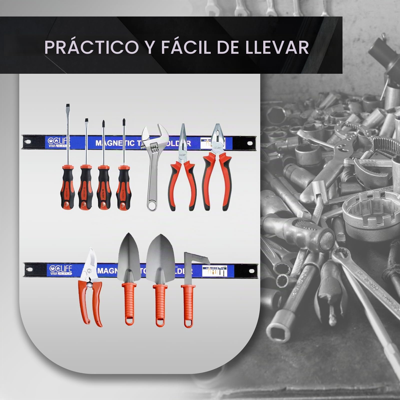 CCLIFE 4piezas Imán Herramientas 37 CM y 23 CM Tiras Magnéticas Para Herramientas 15 & 9 KG Imán Herramientas Barra Iman Herramientas