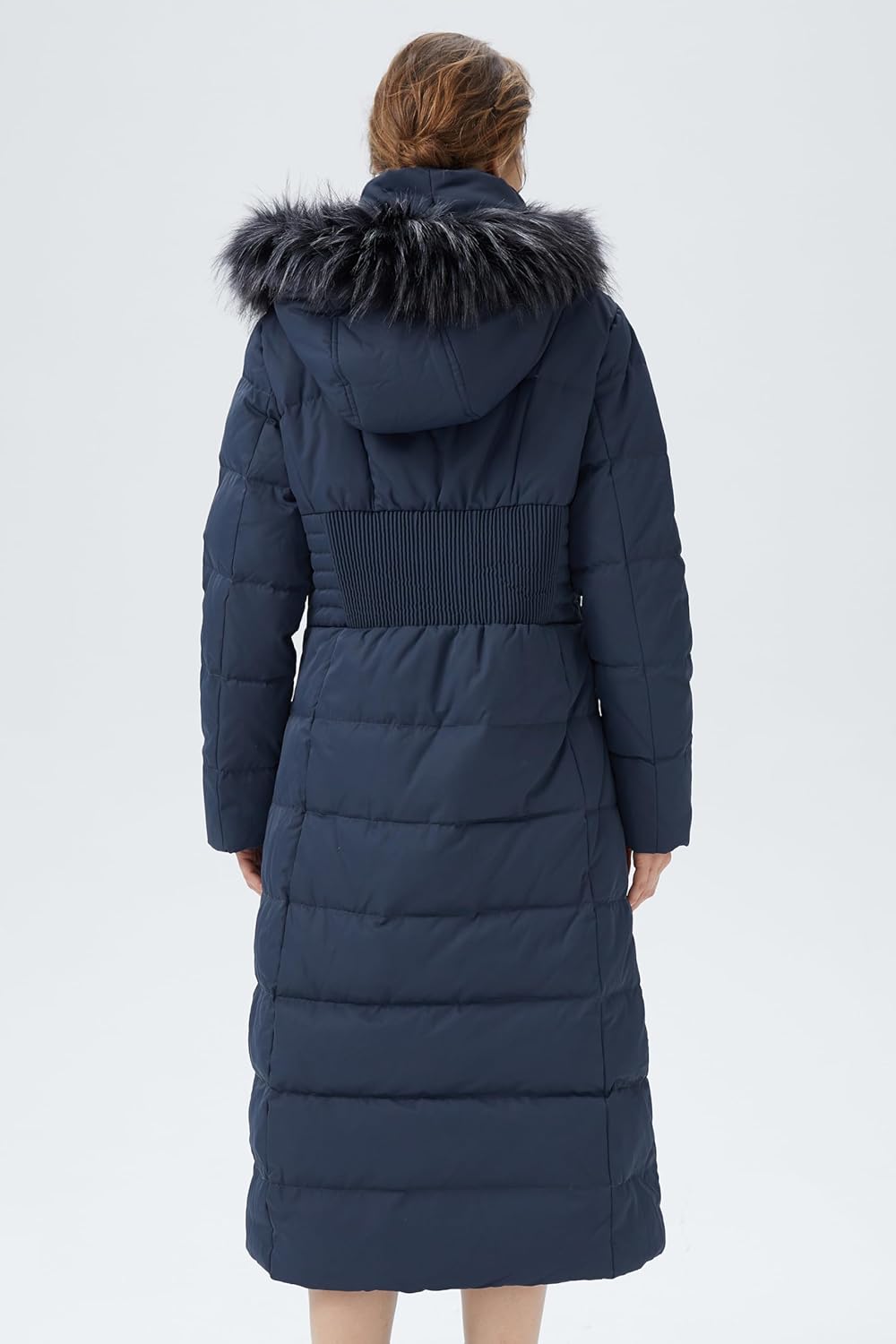 Orolay Women Warm Down Jacket with Hood Fur Long Puffer Coat - Image 2