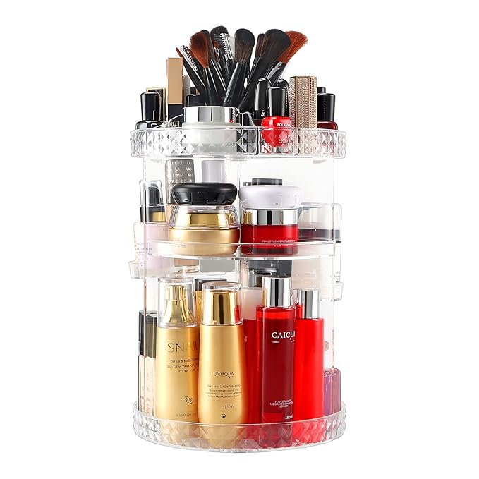 Raymall 360 Rotating Spinning Makeup Organizer Adjustable Rotary Perfume Organizers Storage