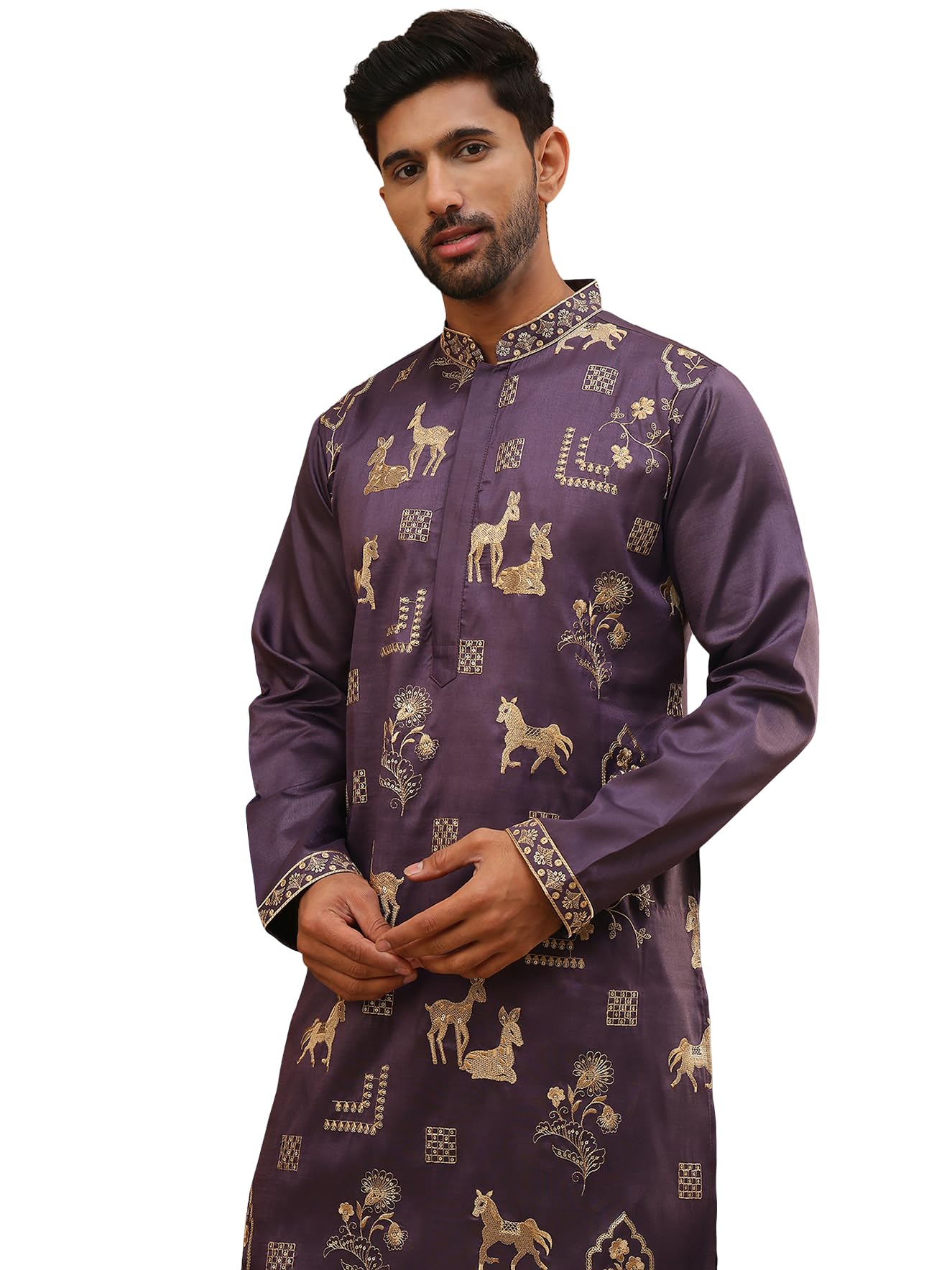 jompers Men Silk Blend Kurta Pyjama with Embroidery-picture-33