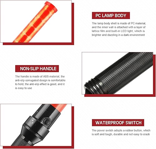 Miniatura 4 de Varita de tráfico de señales de 21 pulgadas, 6 piezas de vara de control de tráfico de seguridad, bastón iluminado multifunción con 2 patrones de