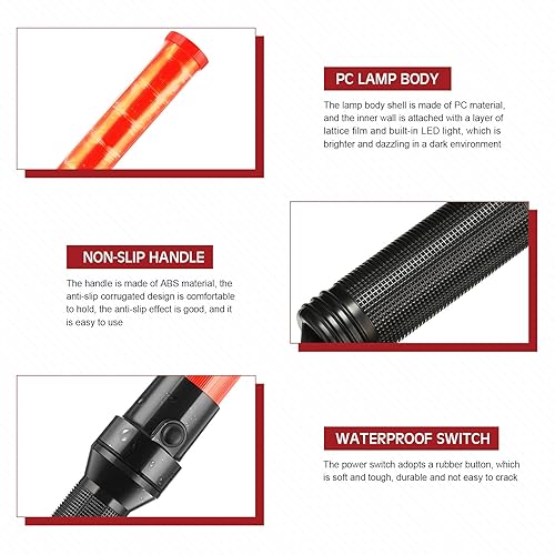 Miniatura 3 de 4 linternas de tráfico de señal roja de 16 pulgadas, linternas de dirección de tráfico, luz estroboscópica de bastón, lámpara de tráfico con 2 modos