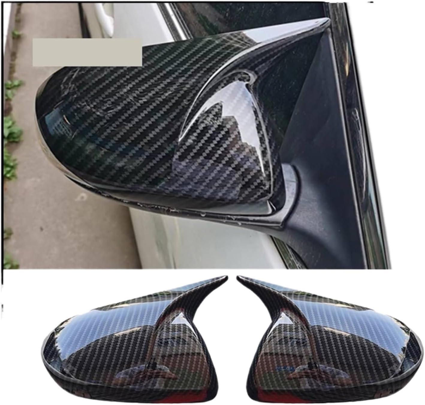 Styling Door Side Wing OX Horn Rearview Mirror Cover Cap Sticker Trim Compatible With Mazda 3 2010 2011 2012 Auto Parts(B)