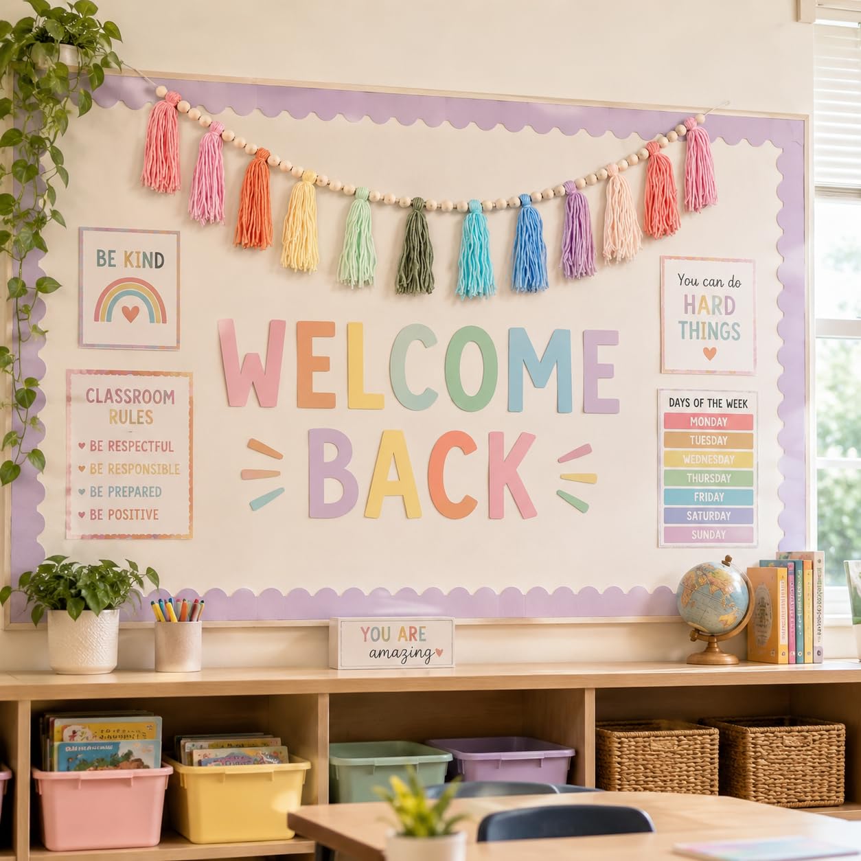Bawełniana girlanda z frędzlami baner kolorowa dekoracja urodzinowa tło Boże Narodzenie boho wiszące dekoracje do sypialni, pokoju dziecięcego, pokoju zabaw, baby shower, dekoracja pokoju dziewczęcego, prezent urodzinowy (A)