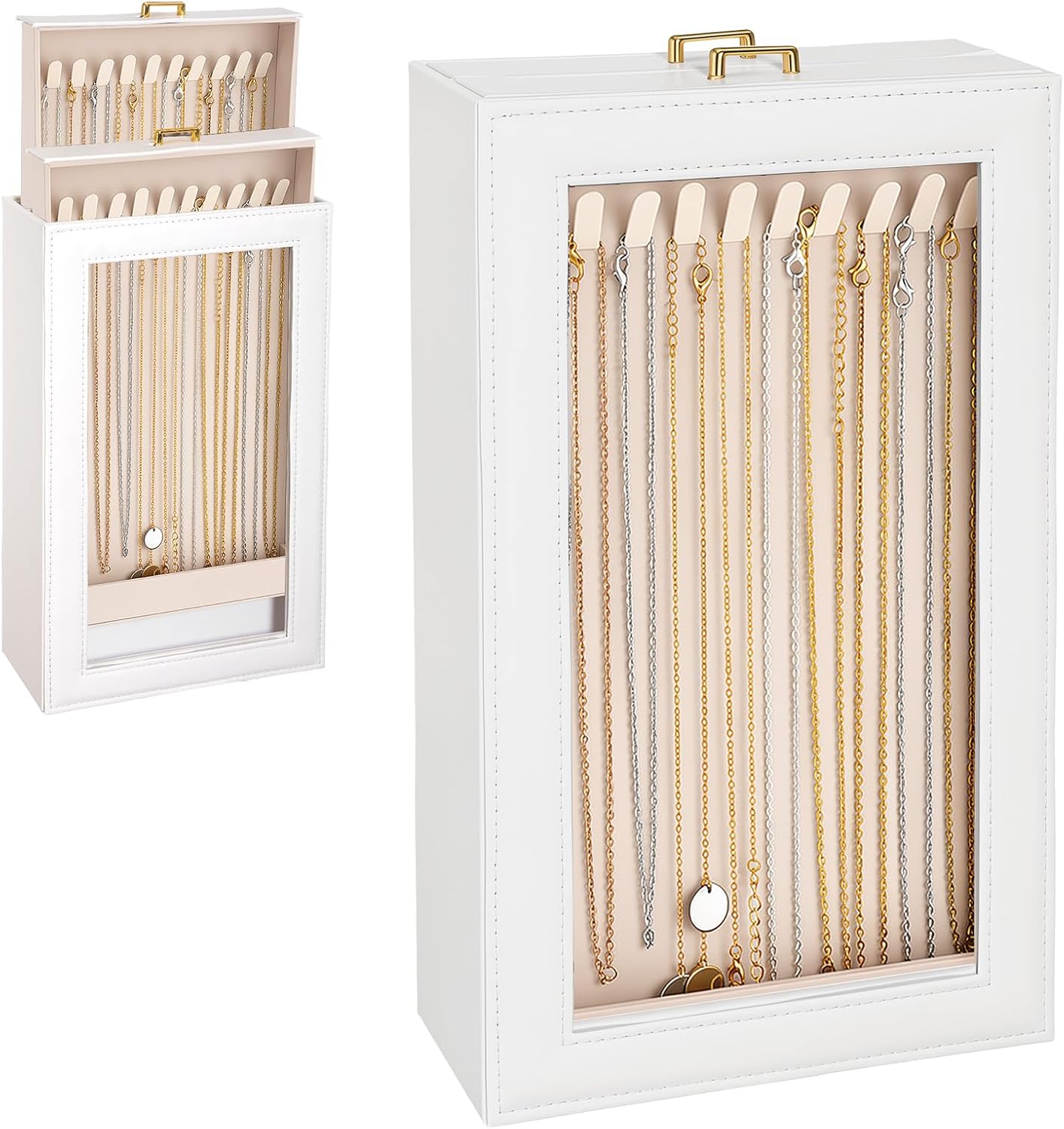 Necklace Organizer Box, Necklace Holder Organizer 2 Layer 20 Hooks