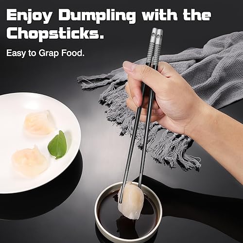 Miniatura 10 de Palillos de metal reutilizables de acero inoxidable 188 grabados con láser, palillos de titanio de alta calidad, aptos para lavavajillas, ligeros,