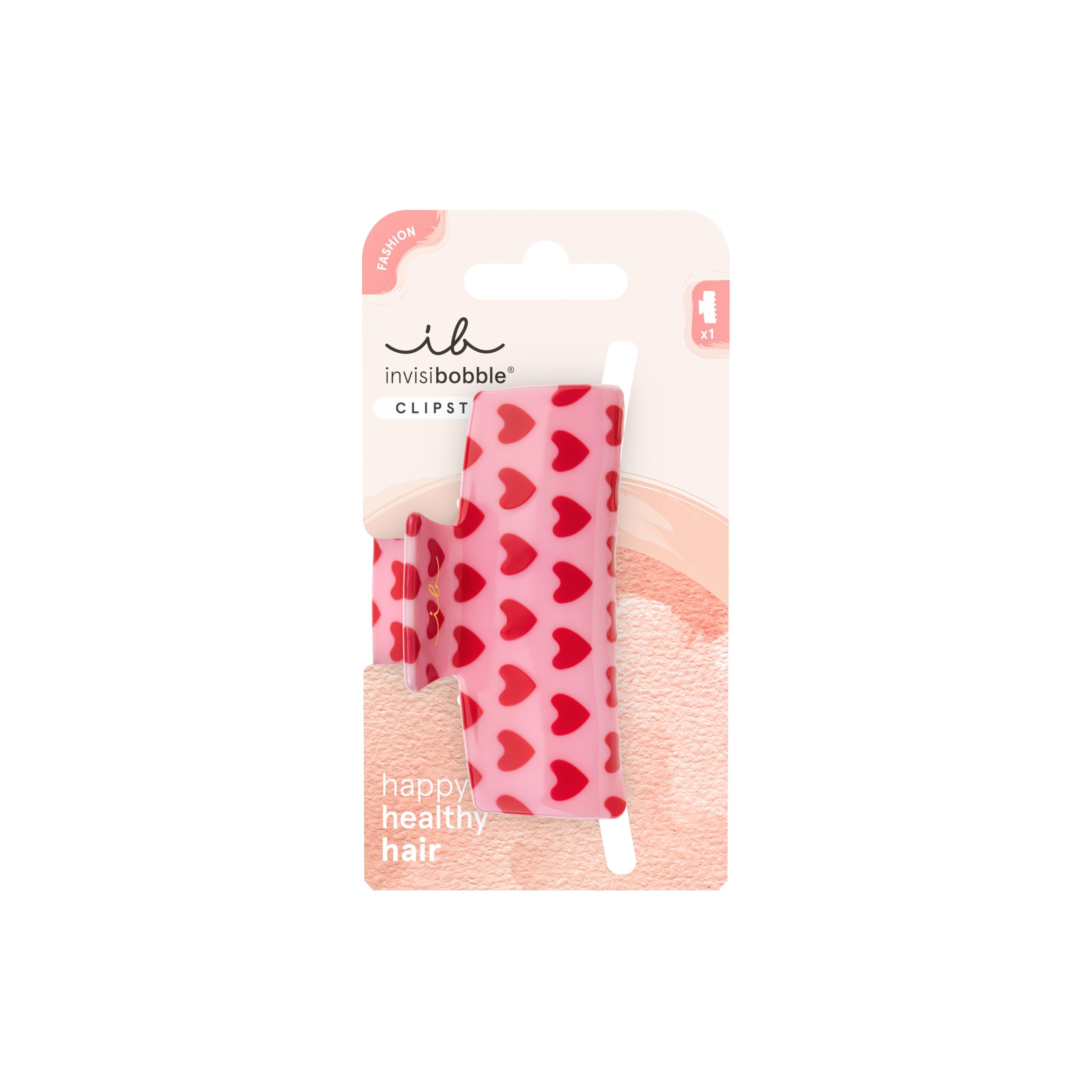 invisibobble Clipstar M Love is in the Hair (1 Piece) - Hair Clip with Heart Design for Women, Children & Girls - Medium Size for Thin Hair - Hair Clips Set for Romantic & Playful Styles