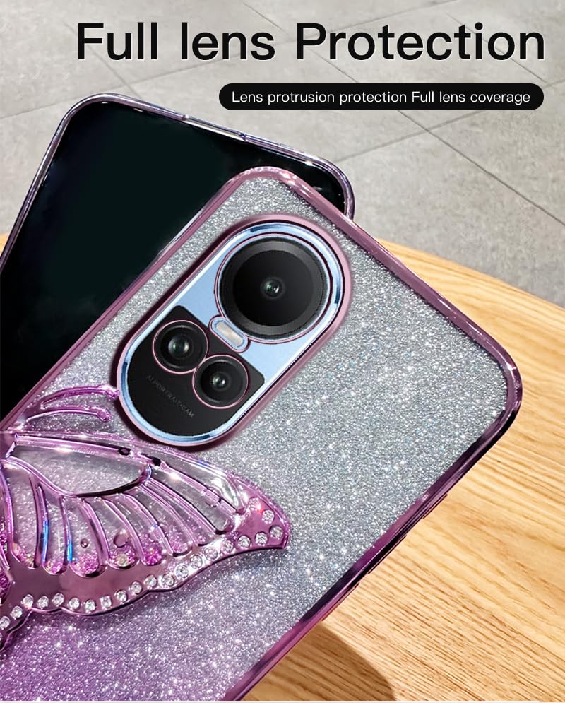 Custodia Protettiva Per OPPO Reno 10 5G / Pro 5G, Cover Con Copri-Fotocamera Scorrevole E Supporto Rotante 360°, Antishock, Oro Rosa