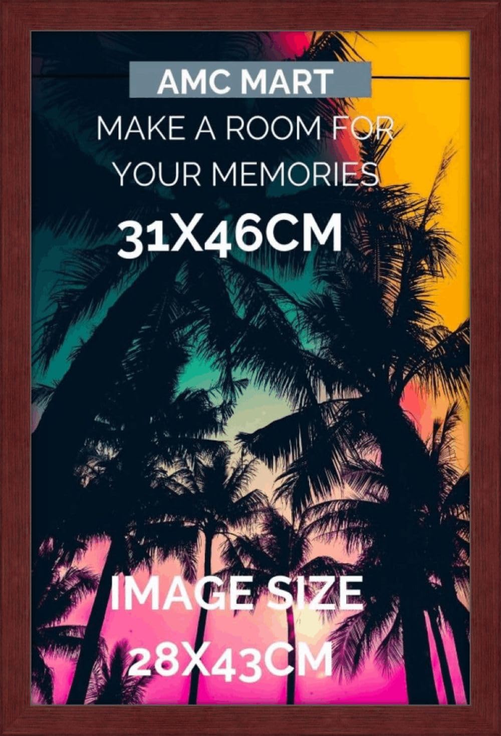 AMC MART 31x46cm (12x18in) family Photo frames are available for elegant wall décor-home décor-MDF wood-Perspex Sheet protection-Hanging hooks for jigsaw puzzle and landscape. (Mahagony)