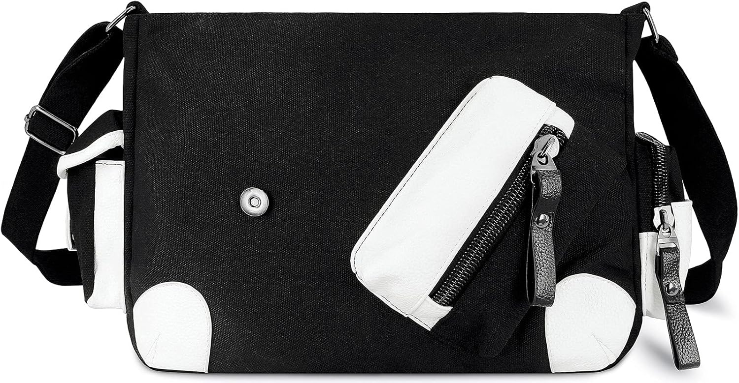 Roffatide Anime Fairy Tail Messenger Bag Crossbody Bag Canvas Shoulder Bag Flap Synthetic Leather Satchel School Bag