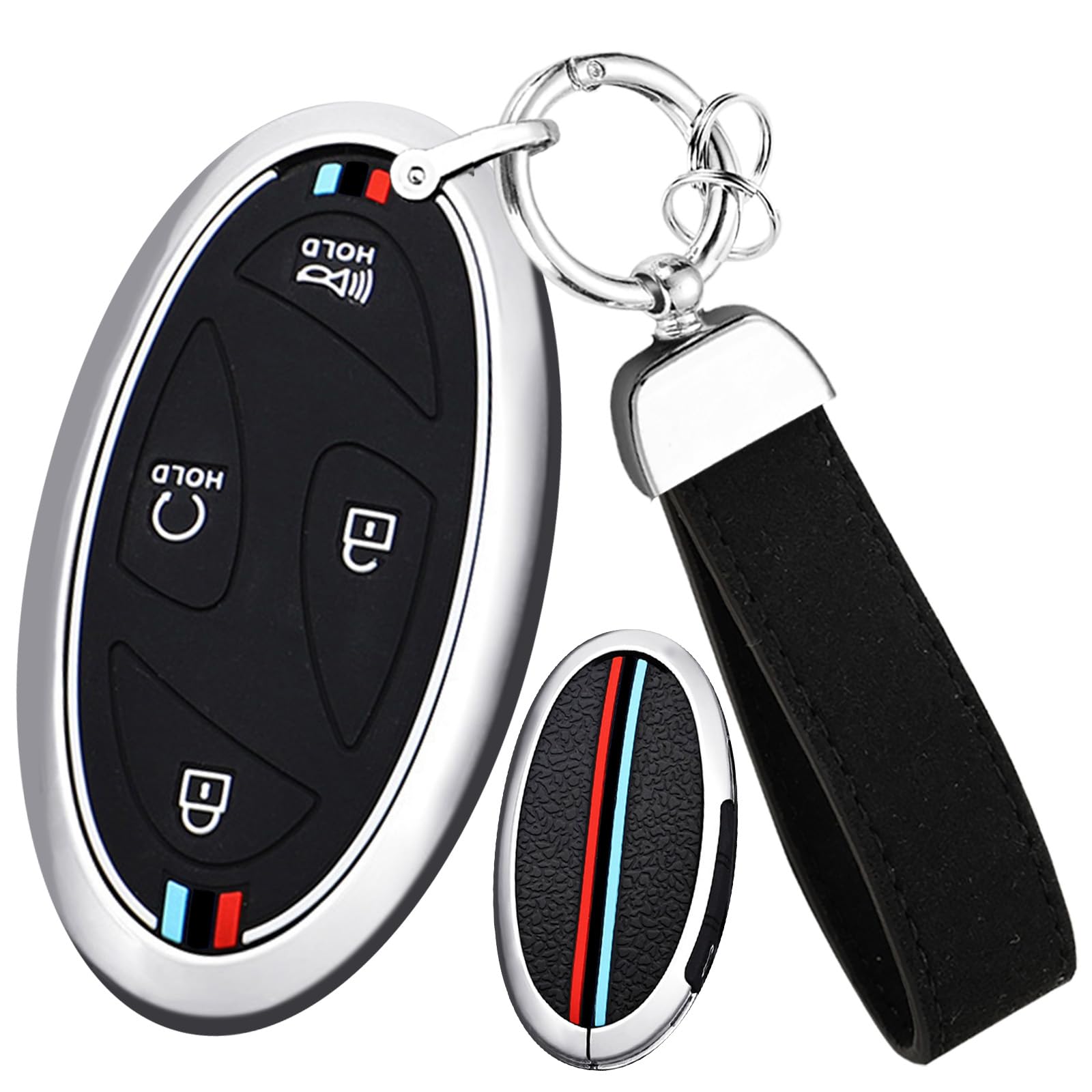 ontto Key Case Fit for Hyundai 5-button Key Fob,Metal Frame Key Housing Soft Silicone Key Skin Stylish Key Fob Cover Fit for Hyundai Ioniq 6 Grandeur GN7 Kona Elantra 2023 2024 2025 Silver