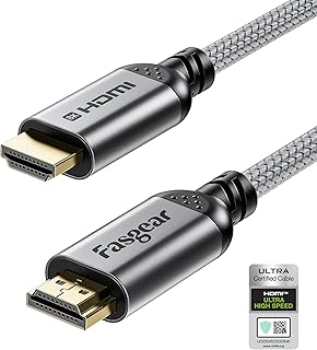 Fasgear HDMI 2.1ケーブル 3M認証 8K HDMIケーブル 48Gbps 超高速HDMIコード 編組ナイロン 8K@60Hz 4K@120Hz HDCP 2.3対応 eARC HDR10 3D Dolby対応 Fire TV/ブルーレイ/プロジェクター用(グレー)