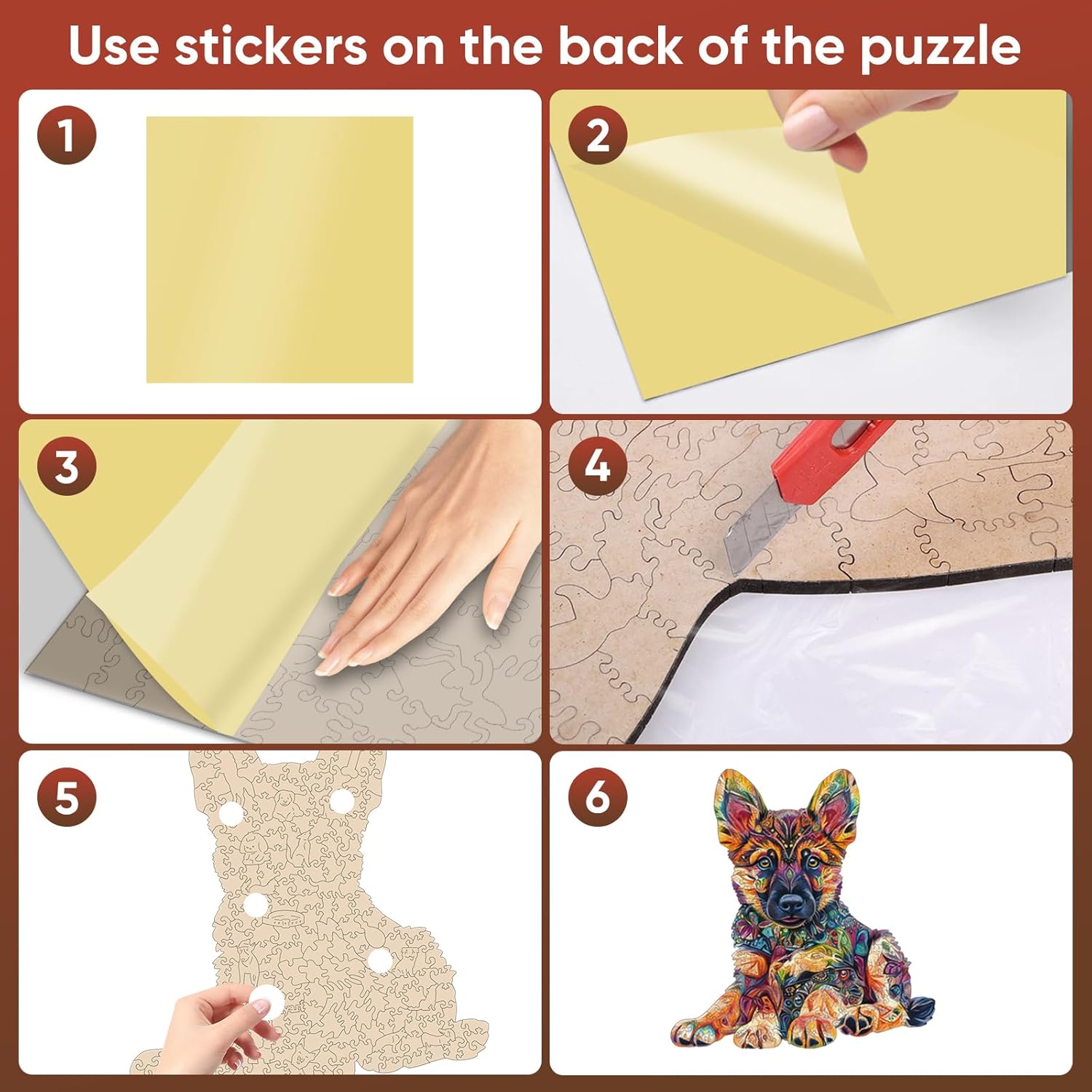 Ruikiyart Wooden Puzzle for Adults 500 Pieces,Unique Dog Shaped German Shepherd Puggy Jigsaw Puzzles for Adults and Kids,Best German Shepherd Gifts for Puzzle Lovers,Family Game,18.42"x17.3"