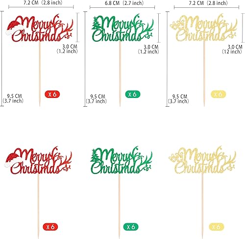 Miniatura 6 de Gexolenu 24 piezas de adornos navideños para cupcakes, de doble cara con purpurina rosa y azul, sombrero de Papá Noel, para primer cumpleaños, para