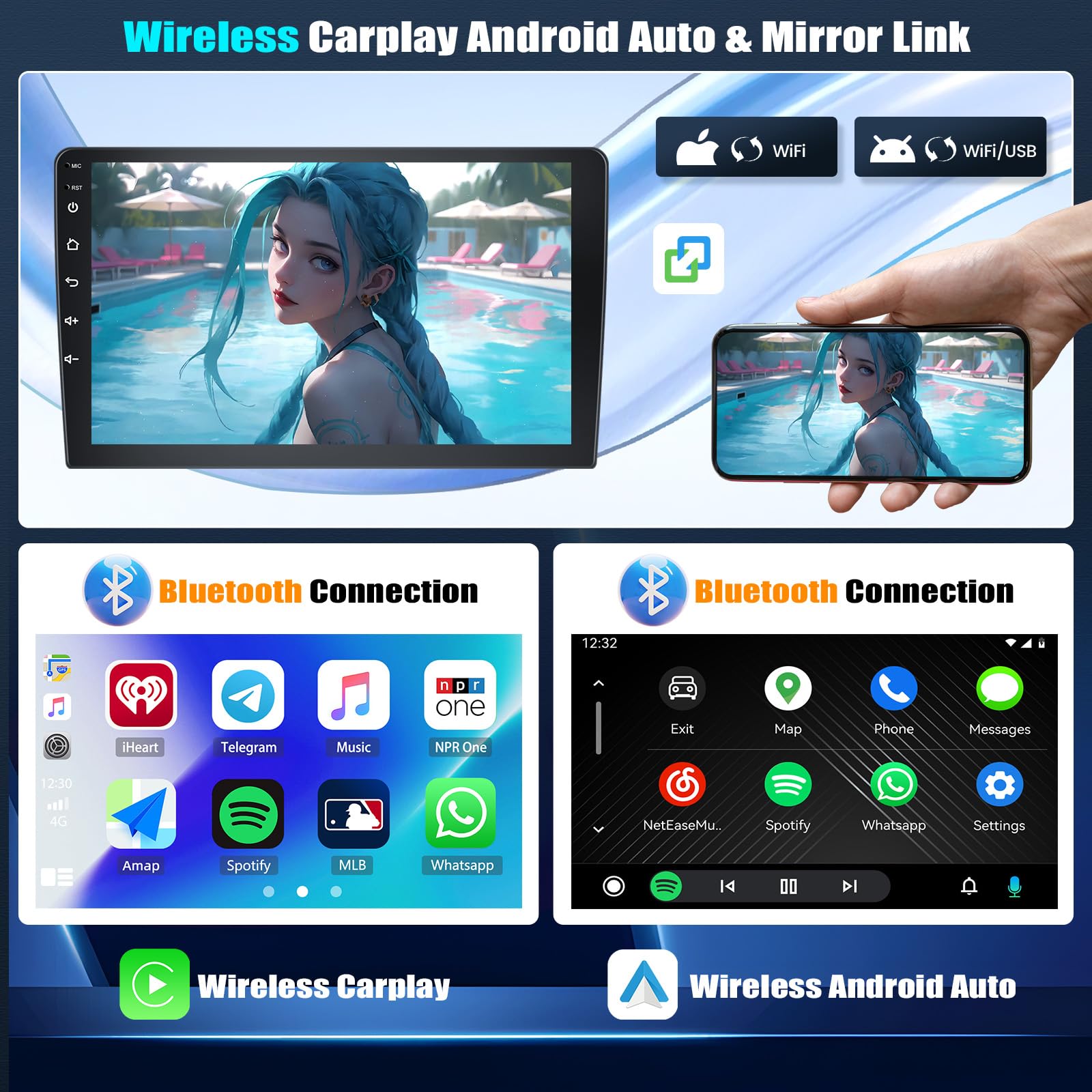 CAMECHO [6+128G] 8 Núcleos Android 15 Autoradio para Porsche Cayenne 2002-2010, 9 Pulgadas Radio con Bluetooth GPS WIFI Wireless Carplay Android Auto FM/RDS 32EQ DSP +Cámara Trasera Canbus 1280*720 HD