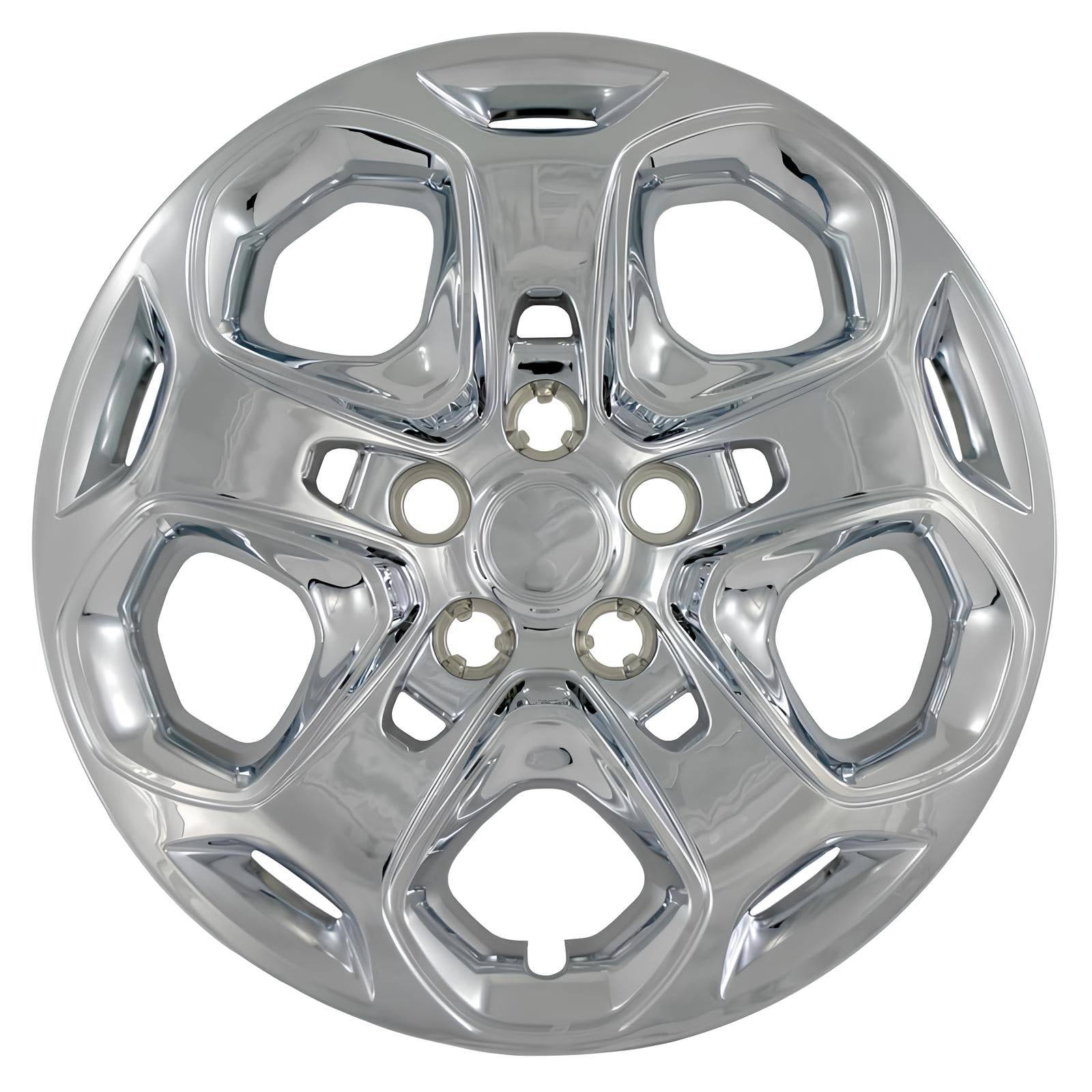 OxGord 17 inch Chrome Bolt-On Hubcaps with 5 Spoke Compatible with 2010-2012 Ford Fusion Standard Steel Wheel Covers