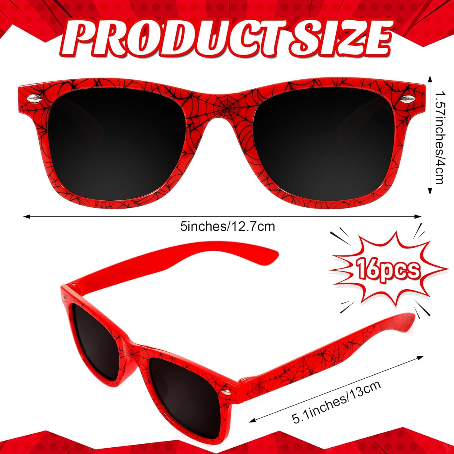 16Pack Sunglasses Party Supplies Spiderweb Pixel Toy-Inspired Gifts for Boys and Girls Birthday Party Gifts