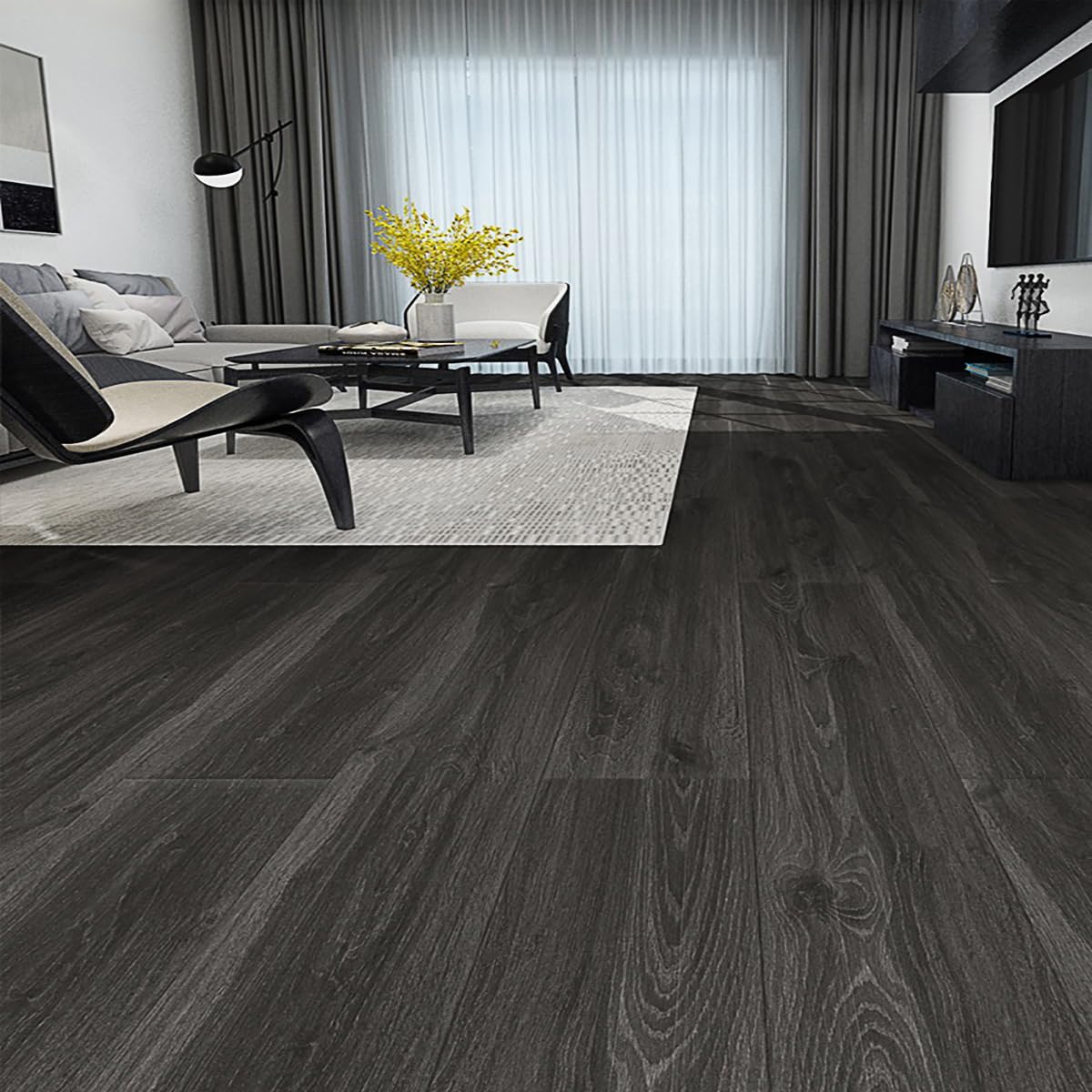 INMOZATA 5,02m²/ 36 Fliesen PVC Bodenbelag Selbstklebend Vinylboden Selbstklebend PVC Laminat -91,5 x 15,2cm -Dicke 2 mm Rutschfeste Wasserfest Schneidbar (Dunkelgrau)