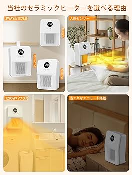 壁掛式　 電気ヒーター 温度調整可能 楽天市場】【ECOモード・レビュー特典あり~!】セラミックファン