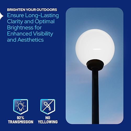 Miniatura 4 de KastLite Globo de poste de lámpara acrílica blanca de 18 pulgadas  Textura suave con cuello de ajuste de 8 pulgadas  Fabricado en los Estados Unidos